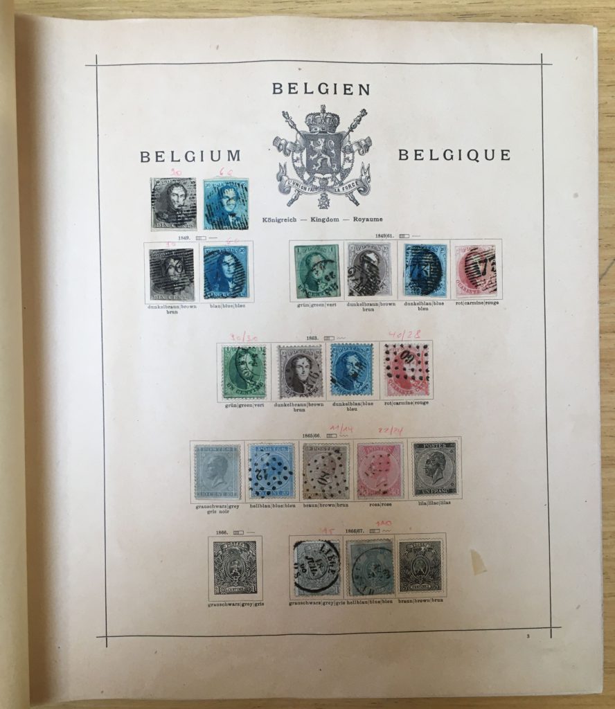 oude belgische postzegels in wereldalbum